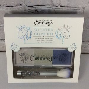 MAX MAKEUP CHERIMOYA “SO EXTRA GLOW KIT” 3 Iridescent Powders +1 Soft Brush NIP